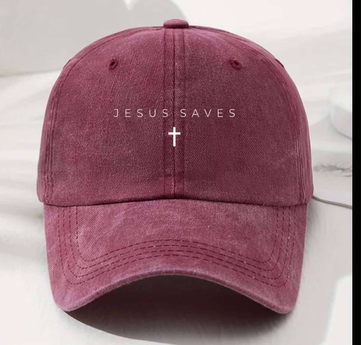Jesus Saves Cap in Merlot Wash