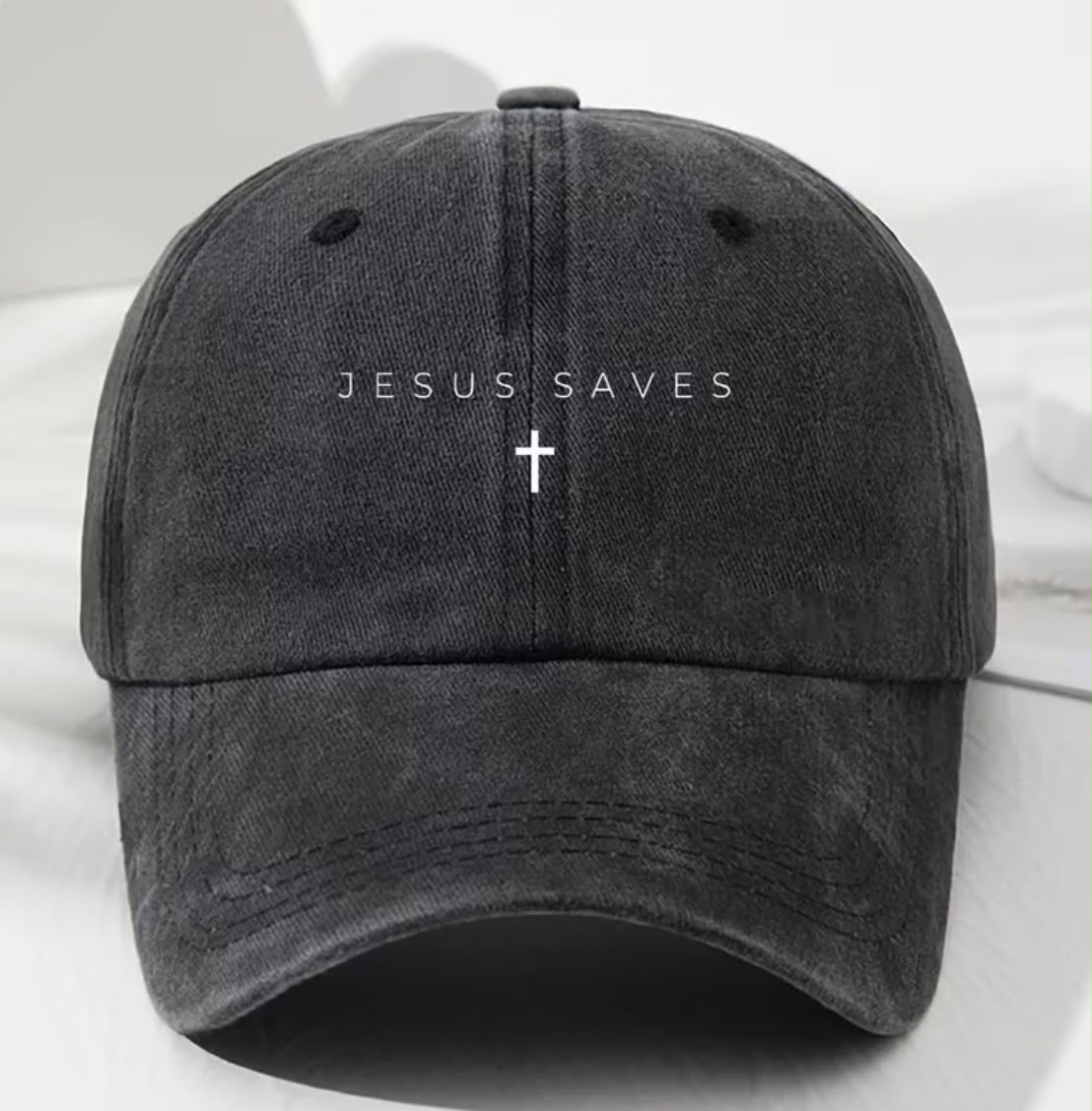 Jesus Saves Cap in Washed Black